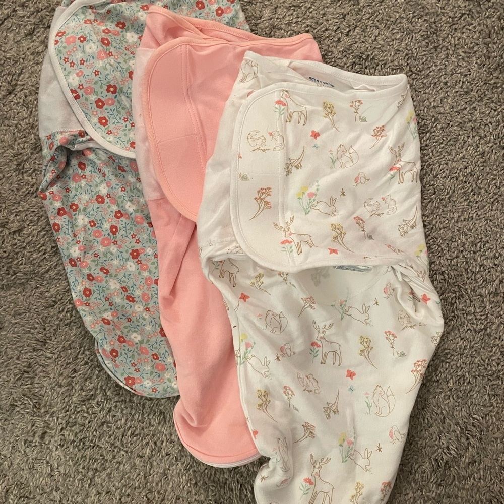 aden + anais Floral and Pink Baby Easy Swaddle Set